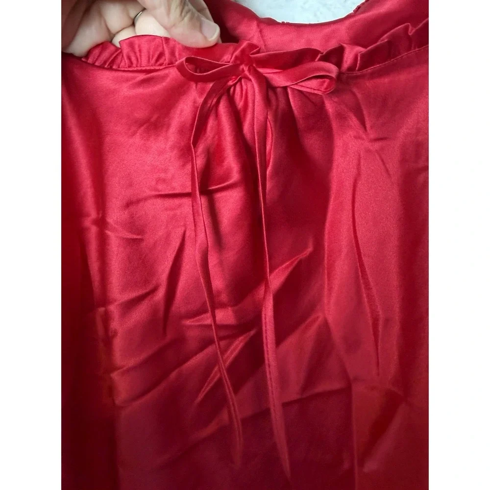 Victoria's Secret Angel Red Satin Babydoll Chemise Nightgown Lingerie L Y2K